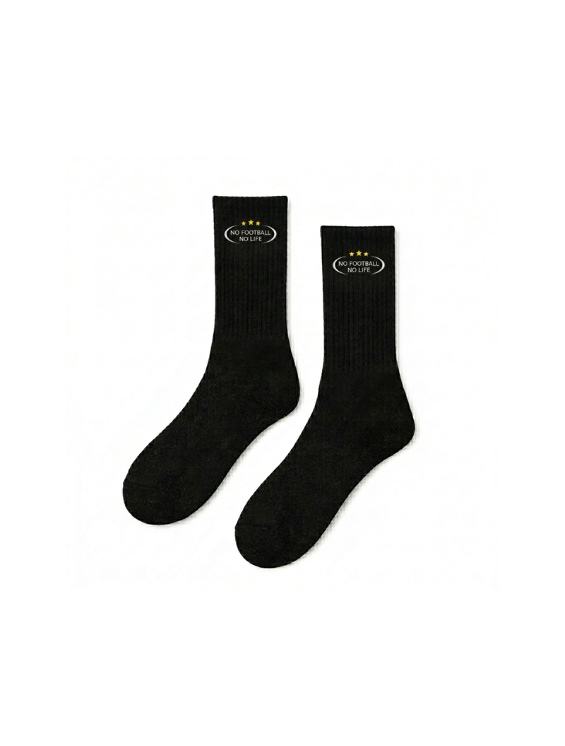 NO FOOTBALL NO LIFE Crew Socks – Black